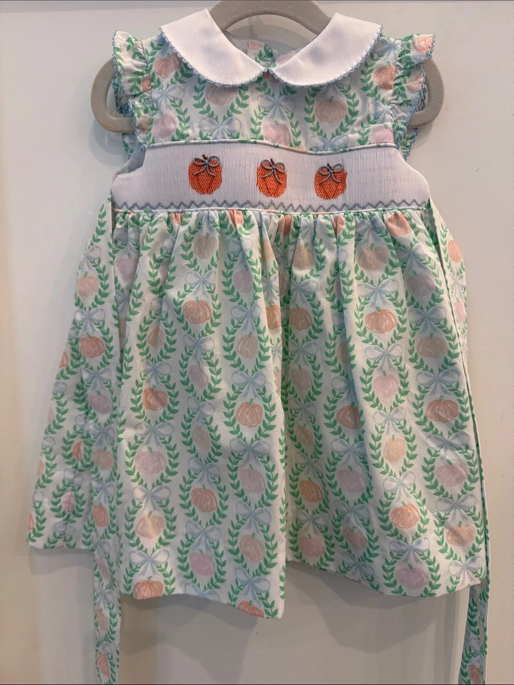Southern Smocked company Classic Smocked Pumpkin print dress